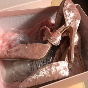 Velvet pink heels